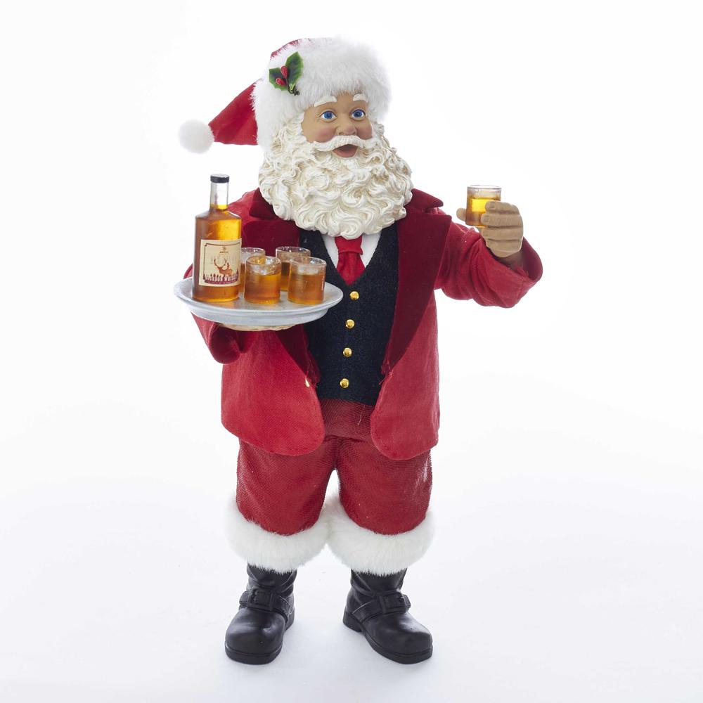Kurt Adler 10.5-Inch Fabrich_  Santa With Whiskey Bottle and Glasses, C7497