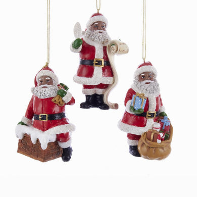 Kurt Adler African American Santa Ornaments, 3 Assorted, C7606