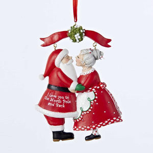 Kurt Adler Mr. and Mrs. Claus Under Mistletoe Ornament, C8800