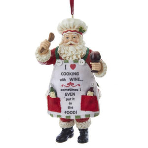 Kurt Adler 5" Chef Santa With Wine Ornament, C8996