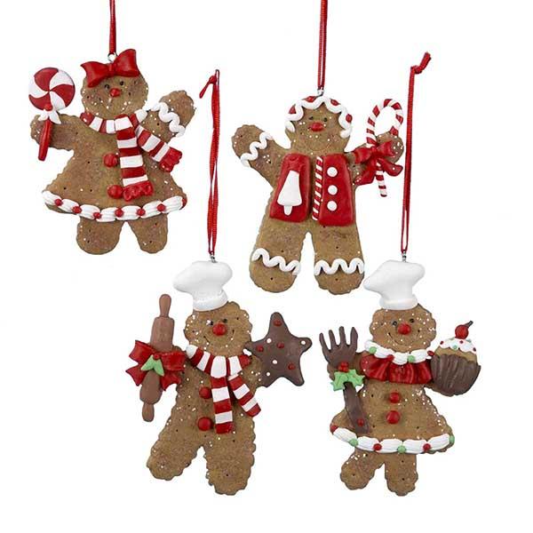 Kurt Adler Peppermint Gingerbread Ornaments, 4 Assorted, D0655