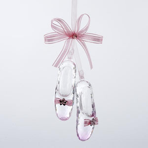 Kurt Adler Pink Ballet Shoes With Bow and Jewel Acrylic Ornament, D1345