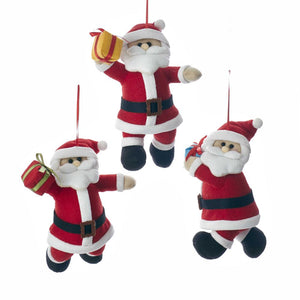 Kurt Adler Fabric Santa Ornaments, 3 Assorted, D3245