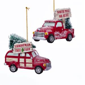 Vintage Cozy Cottage Truck Ornament with Saying, 2 Styles, D3509