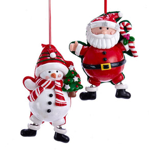 Kurt Adler Claydough Santa And Snowman Ornaments, 2 Assorted, D3616