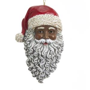 Kurt Adler Resin Black African American Santa Face Ornament, E0347