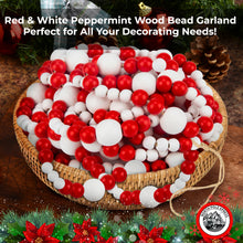 9 Foot Red & White Peppermint Wood Bead Christmas Garland
