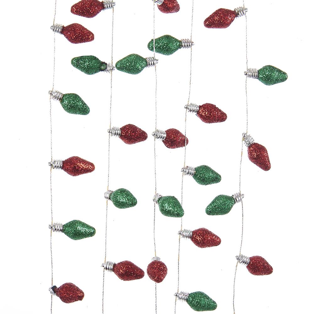 Kurt Adler 6' Red and Green Glitter Miniature Light Bulb Garland, H205 ...