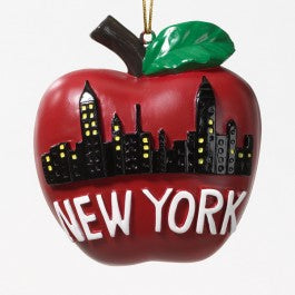 Resin 3.25" New York City Big Apple with Skyline Ornament, H2821