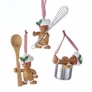 Kurt Adler Gingerbread Boy Utensil Ornaments, 3 Assorted, H5548