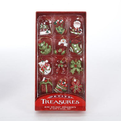 Kurt Adler Petite Treasures Miniature Peppermint Ornaments, 12-Piece Box Set, H9330