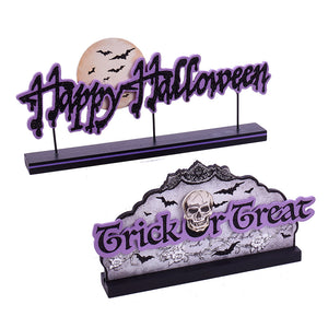 Wooden Cut-Out Halloween Sign, Trick or Treat/Happy Halloween, HW1791