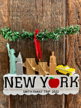 New York SKYLINE ORNAMENT with Liberty, Taxi and Empire building Personalization