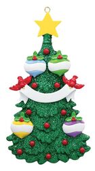 Glitter Christmas Tree Ornament for Family Personalization