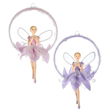 Fairy Ballerina Swinging on Ball Ornament, Set of 2, J7392