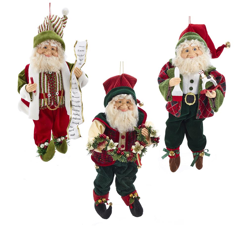 Kurt Adler 18-Inch KSA Kringles Elf Ornaments, 3 Assorted, KK0057