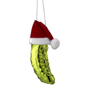 Noble Gems™ pickle in Santa hat ornament