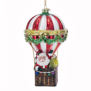 Kurt Adler Noble Gems Santa Hot Air Balloon Glass Ornament, NB1361