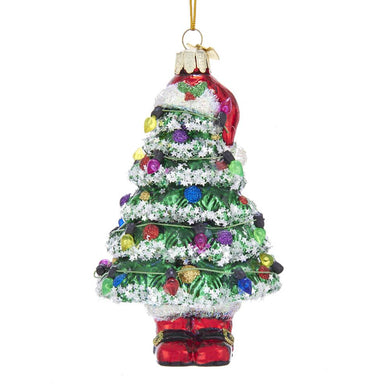 Kurt Adler Noble Gems Christmas Tree With Santa Hat And Boots Glass Ornament, NB1423