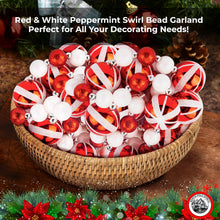 9 Foot Red & White Peppermint Swirl Bead Candy Christmas Garland