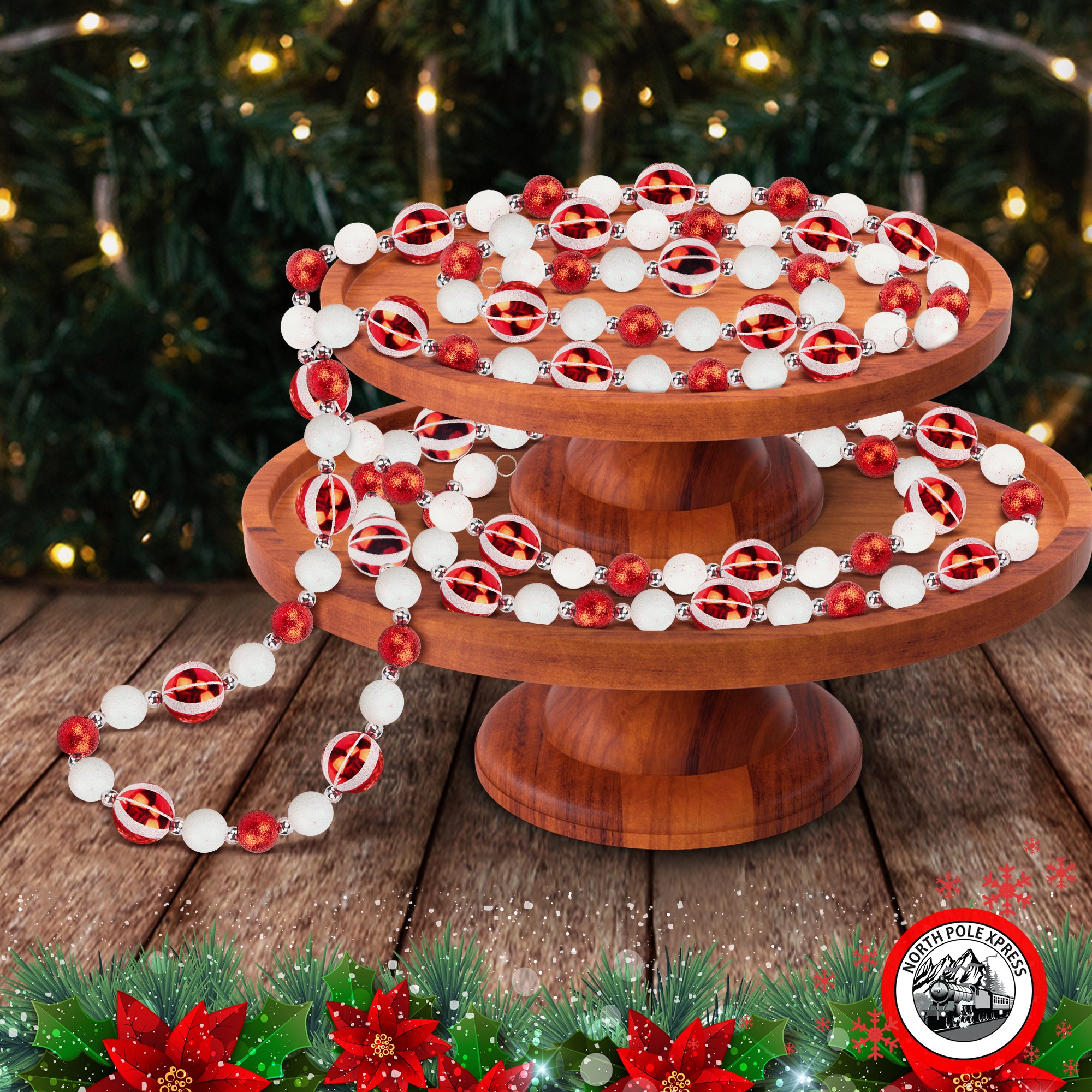 9 Foot Red & White Peppermint Swirl Bead Candy Christmas Garland –  ChristmasCottage