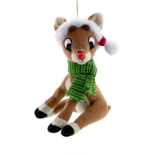 Kurt Adler Rudolph The Red Nose Reindeer Miniature Plush Ornament, RU7113