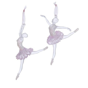 Kurt Adler Clear and Pink Ballerina Ornaments, 2 Assorted, T1298