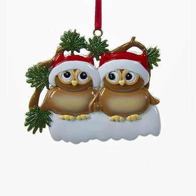 Kurt Adler Owl Family Of 2 Ornament For Personalization, W8262