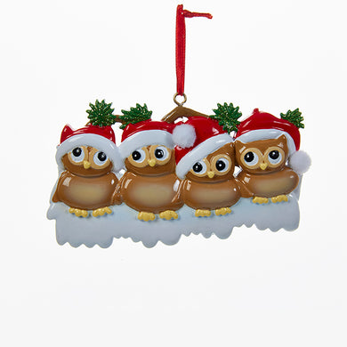 Owl Family of Four Ornament for Personalization, W8264
