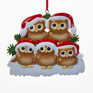 Owl Family of Five Ornament for Personalization, W8265
