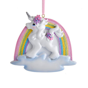 Kurt Adler Unicorn Rainbow Ornament For Personalization, W8457