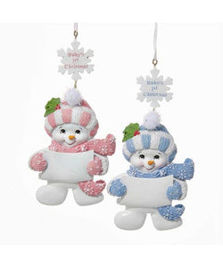 Baby's 1st Christmas Snowman Ornaments For Personalization