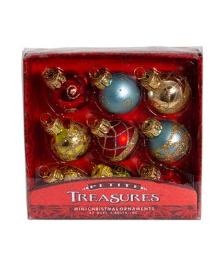 Petite Treasure Multicolored Decorated Glass Ball Ornaments, 9-Piece Box Set