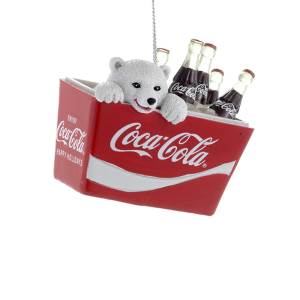 Kurt Adles Polar Bear Cub in Coca-Cola Cooler Ornament, CC2115