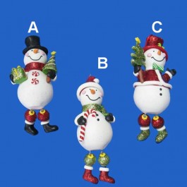 Claydough Snowman with Dangle Leg Ornament for Personalization, D0857