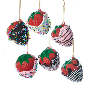 Chocolate Covered Strawberry Ornaments, Set of 3 Assorted Berries