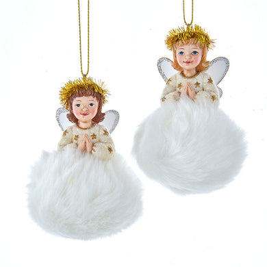 German Fluffy Angel Ornaments, 2 Assorted
