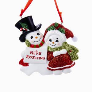 Snow couple  Personalization "We're Expecting" New Mom and Dad Ornament, H5086