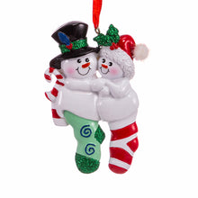Snowman Stocking Family Of 2, 3, 4, 5, 6 Ornament For Personalization