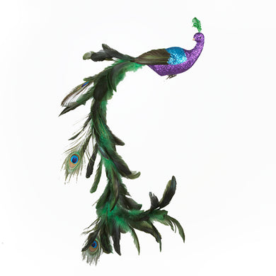 Purple and Blue Feather Peacock Clip-On Ornament