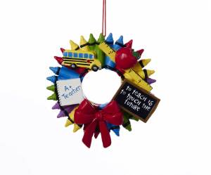 Crayon Wreath "A+ Teacher-To Teach Is To Touch The Future" ornament