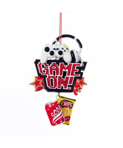 "Game On!" With Soda and Chips Dangle Ornament