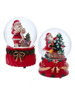 100MM Musical Santa Water Globes, 2 Assorted