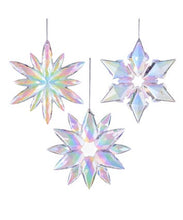 Kurt Adler Purple, Blue, Pink Iridescent Snowflake Ornaments, 3 Assorted, J4763