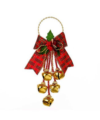Jingle Bell Door Hanger With Bow, J5025