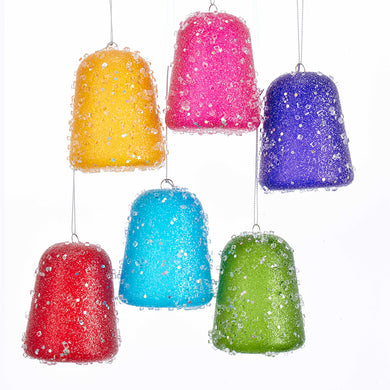 Glittered Gum Drop Ornaments, 6 Assorted