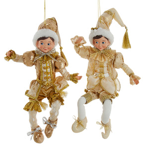 15" Ivory and Gold Elf Ornament, 2 Assorted