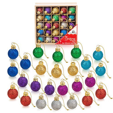1 inch Multicolor Mini Glitter Glass Ball Ornaments