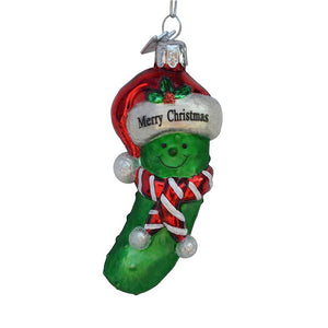 Noble Gems "Merry Christmas" Pickle Glass Ornament, NB1053