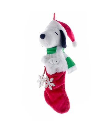 Peanuts© Plush Head Snoopy Stocking With Snowflake Dangles, PN7111
